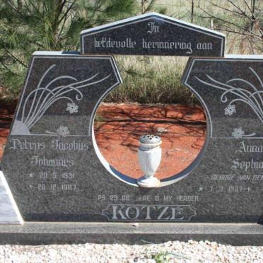 KOTZé Petrus Jacobus Johannes 1931-1987 en Anna Sophia VAN DEN BERG 1937-