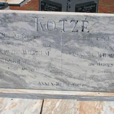 KOTZé Michiel Wilhelm Gerhardus 1913-1990 &amp;  Johanna Wilhelmina JACOBS 1920-1991