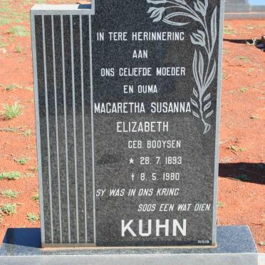 KUHN Magaretha Susanna Elizabeth nee BOOYSEN 1893-1980