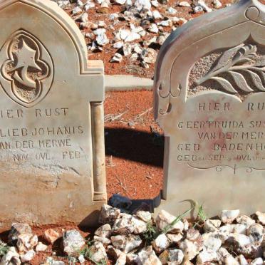 MERWE Godlieb Johannes, van der  1823-1899 &amp; Geertruida Susanna BADENHORST 1845-1905