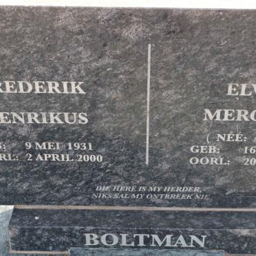 BOLTMAN Frederik Hendrikus 1931-2000 &amp; Elvida Mercedes ARNDT 1931-1999