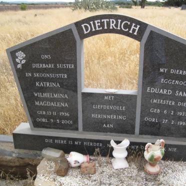 DIETRICH Eduard Samuel 1937-1994 &amp; Katrina Wilhelmina Magdalena 1936-2001