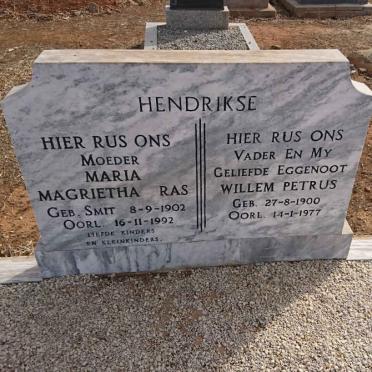 HENDRIKSE Willem Petrus 1900-1977 &amp; Maria Magrietha RAS nee SMIT 1902-1992