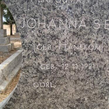 VISSER Johanna S.E. nee HANEKOM 1921-