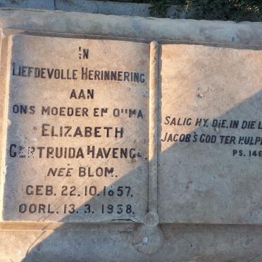 HAVENGA Elizabeth Gertruida nee BLOM 1857-1938