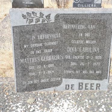 BEER Matthys Gerhardus, de 1900-1964 &amp; Dina Carolina COERTSE 1899-1970