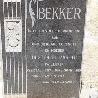 BEKKER Hester Elizabeth nee WILLERS 1917-1969