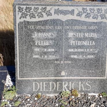 DIEDERICKS Johannes Petrus 1874-1934 &amp; Hester Maria Petronella SEAMAN 1877-1954