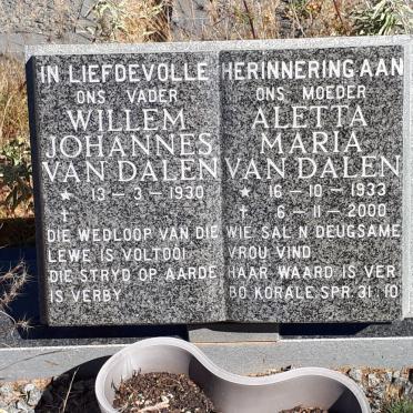 DALEN Willem Johannes, van 1930- &amp; Aletta Maria 1933-2000
