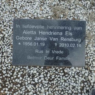 ELS Aletta Hendriena nee JANSE VAN RENSBURG 1956-2010