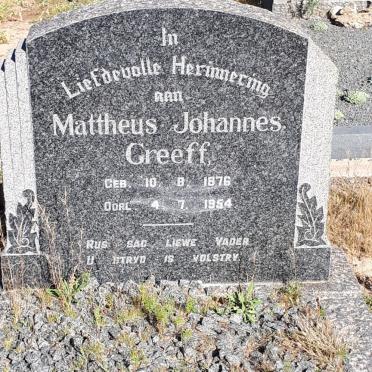 GREEFF Mattheus Johannes 1876-1954
