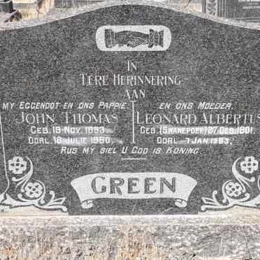 GREEN John Thomas 1893-1960 &amp; Leonard Albertus SWANEPOEL 1901-1963