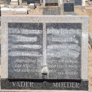 HAGGARD Carl Johannes 1882-1945 &amp; Hester Petronella 1877-1956