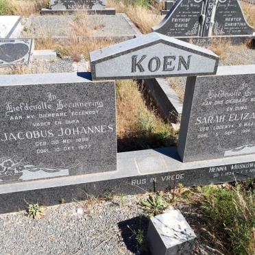 KOEN Jacobus Johannes 1899-1977 &amp; Sarah Elizabeth LODEWYK 1910-1995 :: MOSKOWITCH Henna 1934-1995
