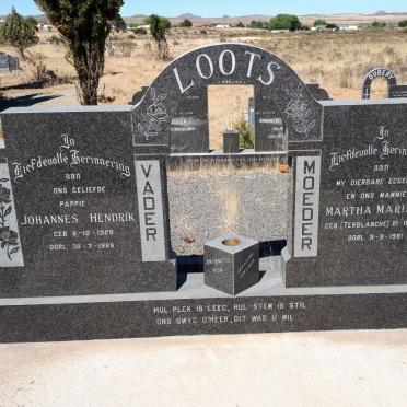 LOOTS Johannes Hendrik 1929-1989 &amp; Martha Maria S. TERBLANCHE 1939-1981