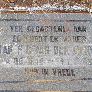 MERWE Jan P.C., van der 1918-1966
