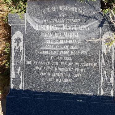 MERWE Hendrina Magdelena, van der 1922-1953