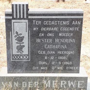 MERWE Hester Hendrina Catharina, van der nee VAN HEERDEN 1908-1968