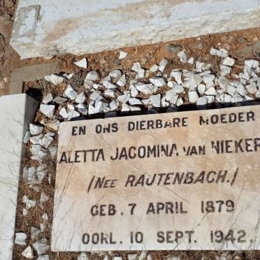 NIEKERK Aletta Jacomina, van nee RAUTENBACH 1879-1942