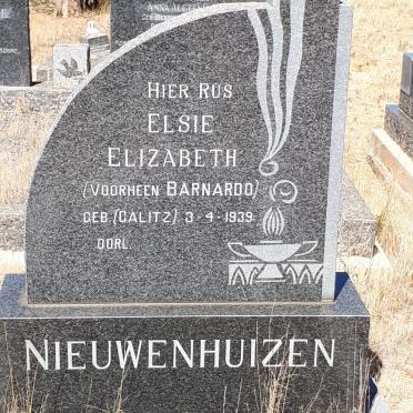 NIEUWENHUIZEN Elsie Elizabeth voorheen BARNARDO nee CALITZ 1939-