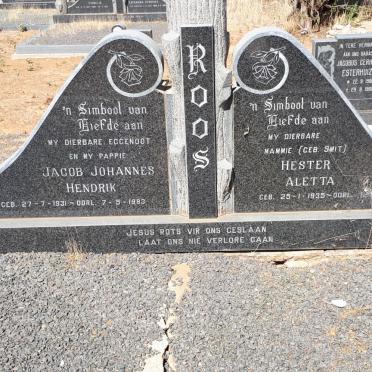 ROOS Jacob Johannes Hendrik 1931-1983 &amp; Hester Aletta SMIT 1935-1986