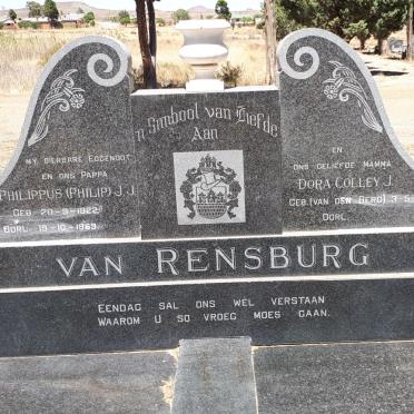 RENSBURG Philippus J.J., van 1922-1969 &amp; Dora Colley J. VAN DEN BERG 1925-