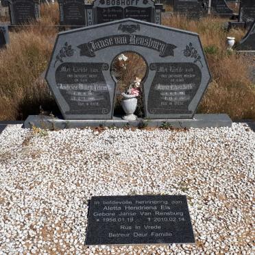 RENSBURG Andries Willem Petrus, Janse van 1917-1988 &amp; Anna Elizabeth 1917-1987