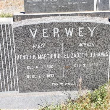 VERWEY Hendrik Marthinus 1902-1973 &amp; Elizabeth Johanna 1922-