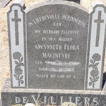 VILLIERS Gwynneth Flora Macintyre, de nee SHAW 1906-1963
