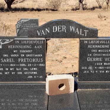 WALT Sarel Pretorius, van der 1913-1983 &amp; Gerrie Venter MARAIS 1921-1998