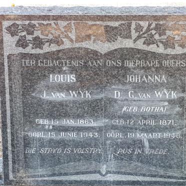 WYK Louis J., van 1863-1943 &amp; Johanna D. G. BOTHA 1871-1946