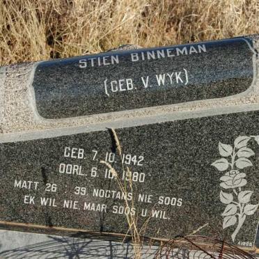 BINNEMAN Stien nee V. WYK 1942-1980