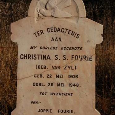 FOURIE Christina S.S. nee VAN ZYL 1906-1946