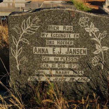 JANSEN Anna E.J. nee DU PLESSIS 1873-1954