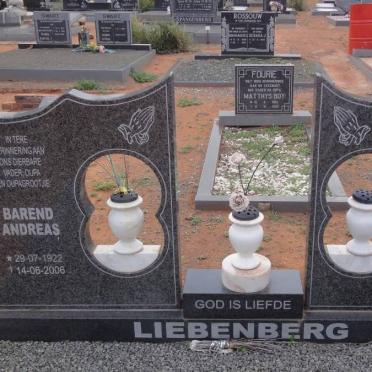 LIEBENBERG Barend Andreas 1922-2006 &amp; Magdalena Maria Magrietha 1927-2001