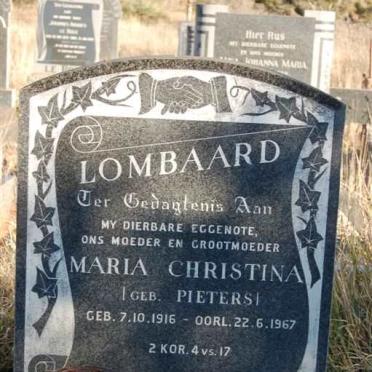 LOMBAARD Maria Christina nee PIETERS 1916-1967