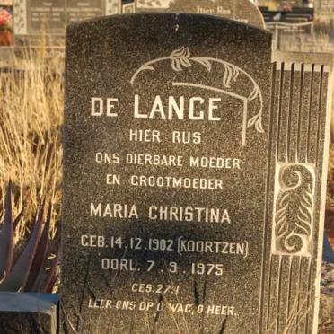LANGE Maria Christina, de nee KOORTZEN 1902-1975