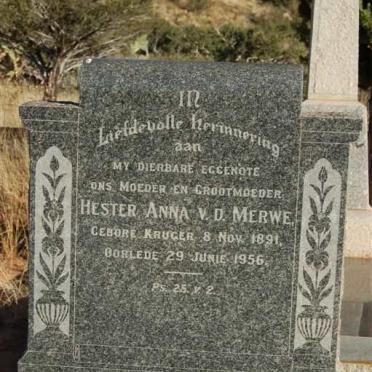 MERWE Hester Anna, v.d. nee KRUGER 1891-1956