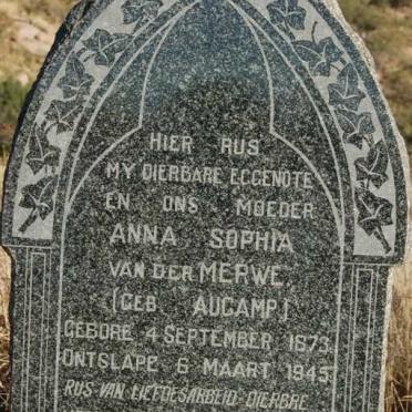 MERWE Anna Sophia, van der nee AUCAMP 1873-1945