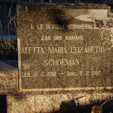 SCHOEMAN Aletta Maria Elizabeth 1880-1962