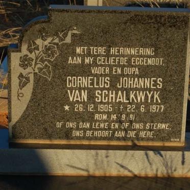 SCHALKWYK Cornelus Johannes, van 1905-1977