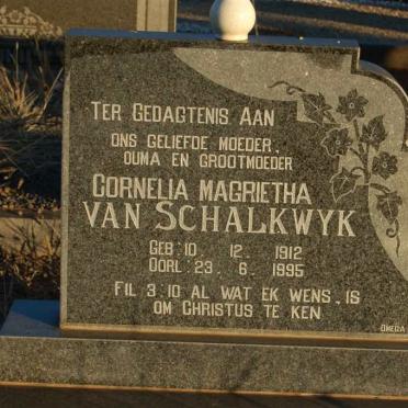 SCHALKWYK Cornelia Magrietha, van 1912-1995