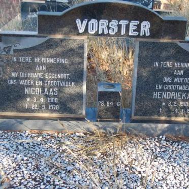 VORSTER Nicolaas 1908-1978 &amp; Hendrieka C. 1918-1984