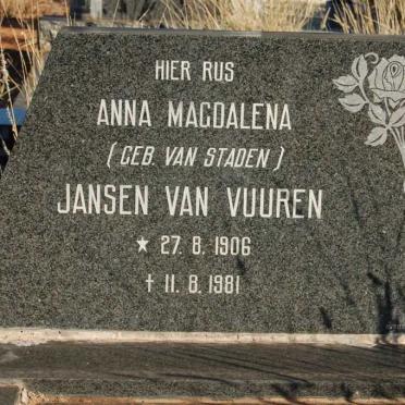 VUUREN Petrus Stephanus, Jansen van 1911-2004 &amp; Anna Magdalena VAN STADEN 1906-1981
