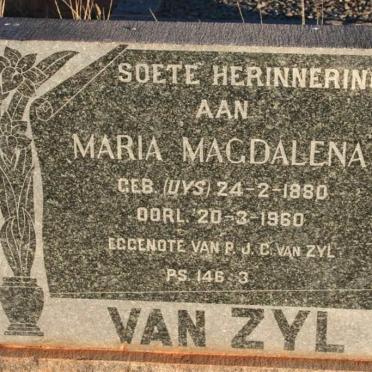 ZYL Maria Magdalena nee UYS 1880-1960
