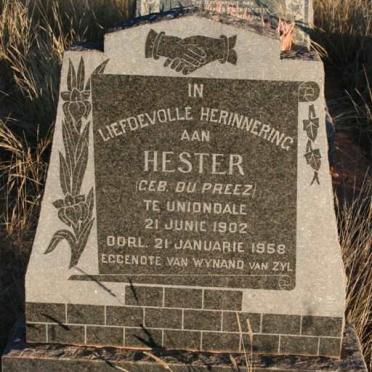 ZYL Hester, van nee DU PREEZ 1902-1958