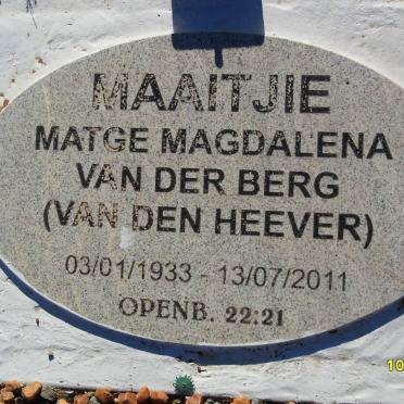 BERG Matge Magdalena, van der nee VAN DEN HEEVER 1933-2011