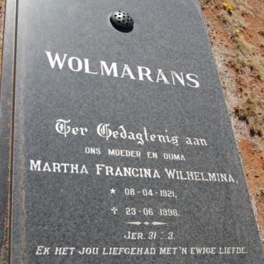 WOLMARANS Martha Francina Wilhelmina 1921-1998