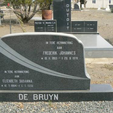 BRUYN Frederik Johannes, du 1903-1979 &amp; Elizabeth Susanna 1904-1999