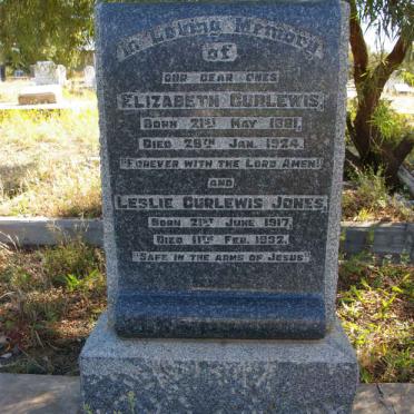 CURLEWIS Elizabeth 1881-1924 :: JONES Leslie nee CURLEWIS 1917-1932